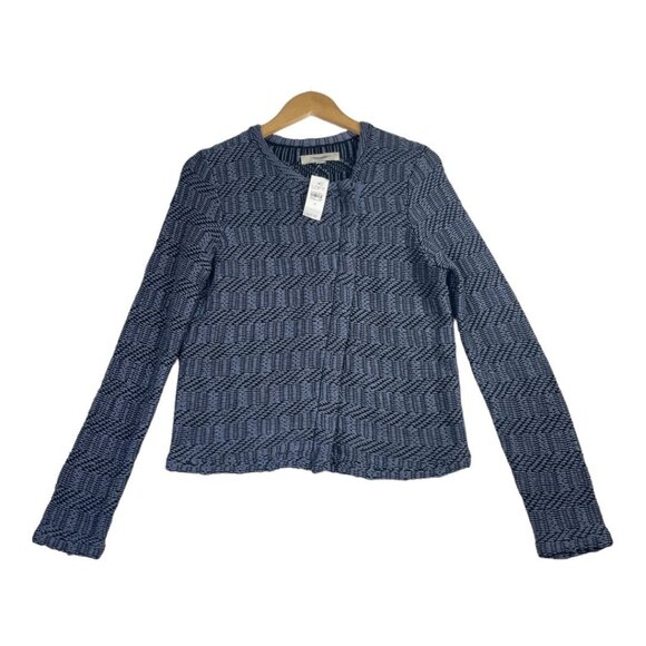 New Loft Asymmetrical Zip Knit Sweater size Medium Blue - Picture 1 of 8